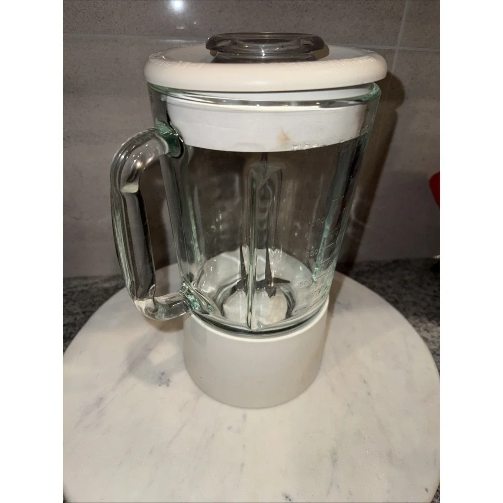 KitchenAid Blender Jar KSB5WW White 40 oz 5 Cup OEM Glass Replacement Pitcher